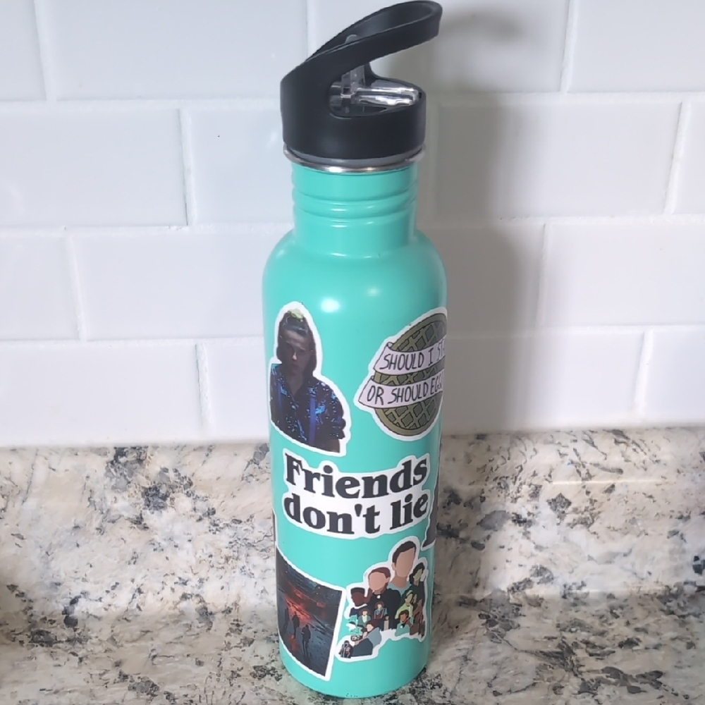 Teal Water Bottle with Stickers